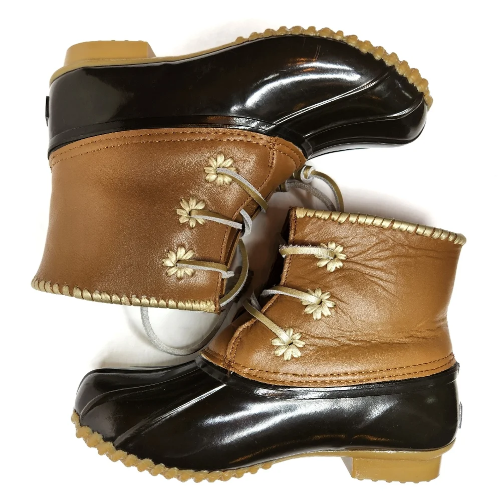 Jack Rogers Chloe Dark Brown and Tan Duck Boots 7
